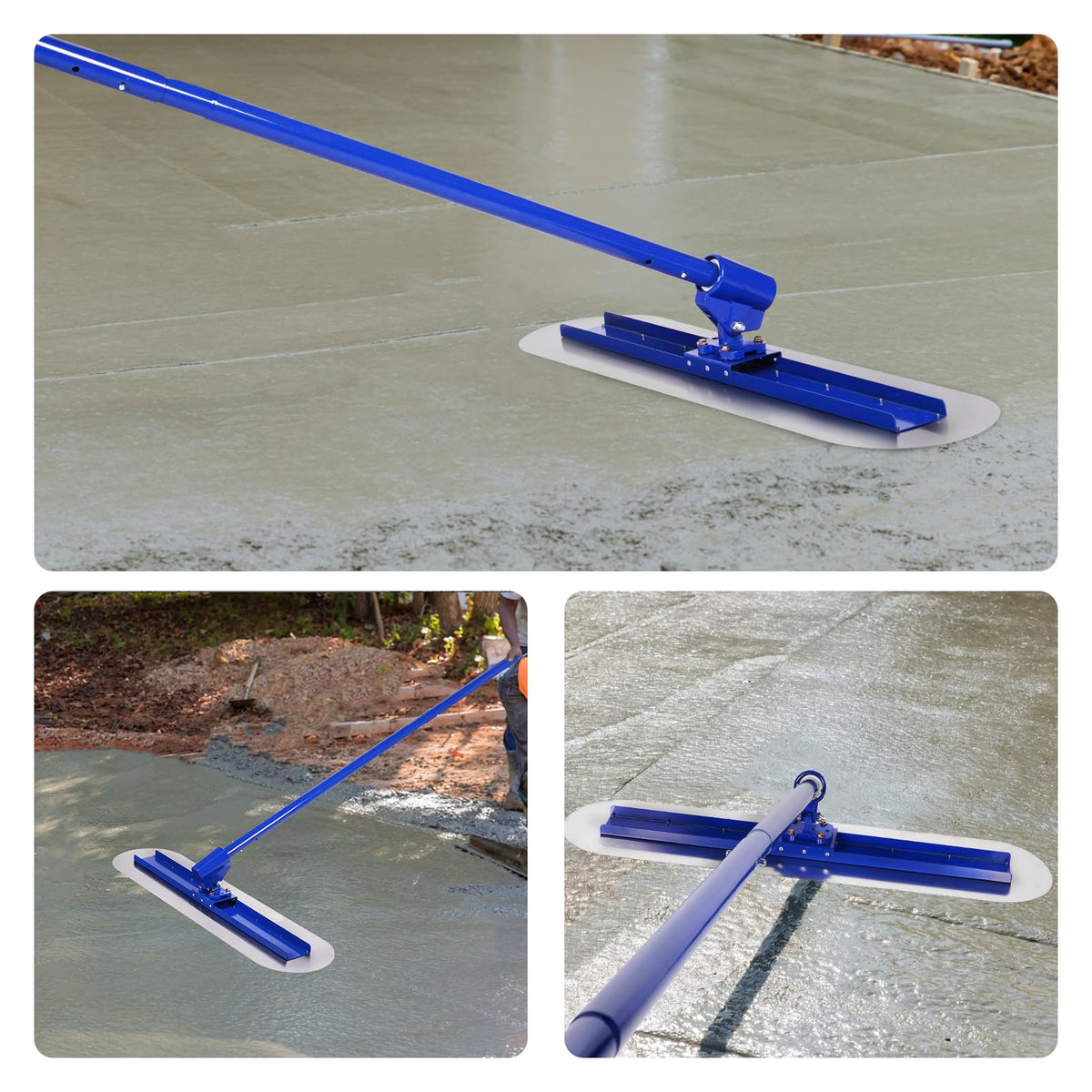 Meticuloso Bull Float, 48''x12'' Concrete Float, Stainless Steel Concrete Bull Float Kit, with 4 Handles and Bull Float Bracket, Finishing Bull Float Concrete Tools for Concrete Finishing