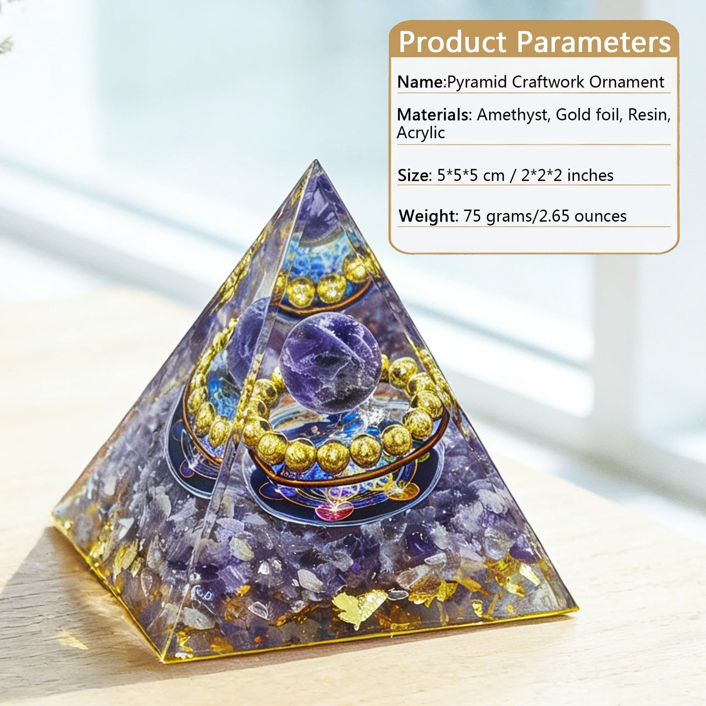 AierCrystal Natural Mineral Crystal Pyramid Energy Healing Meditation Aid Feng Shui Protection Home Decor Versatile Gift Option(2inch Pyramid Amethyst)