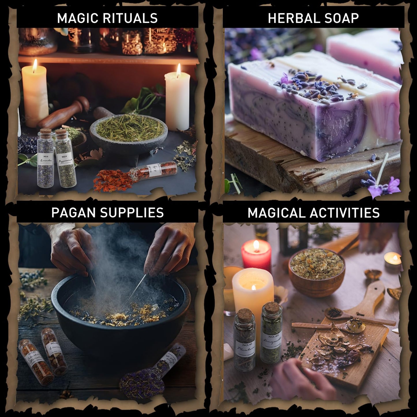 45-Bottle Dried Herbs Kit for Witchcraft, Wicca Altar and Magic Spells