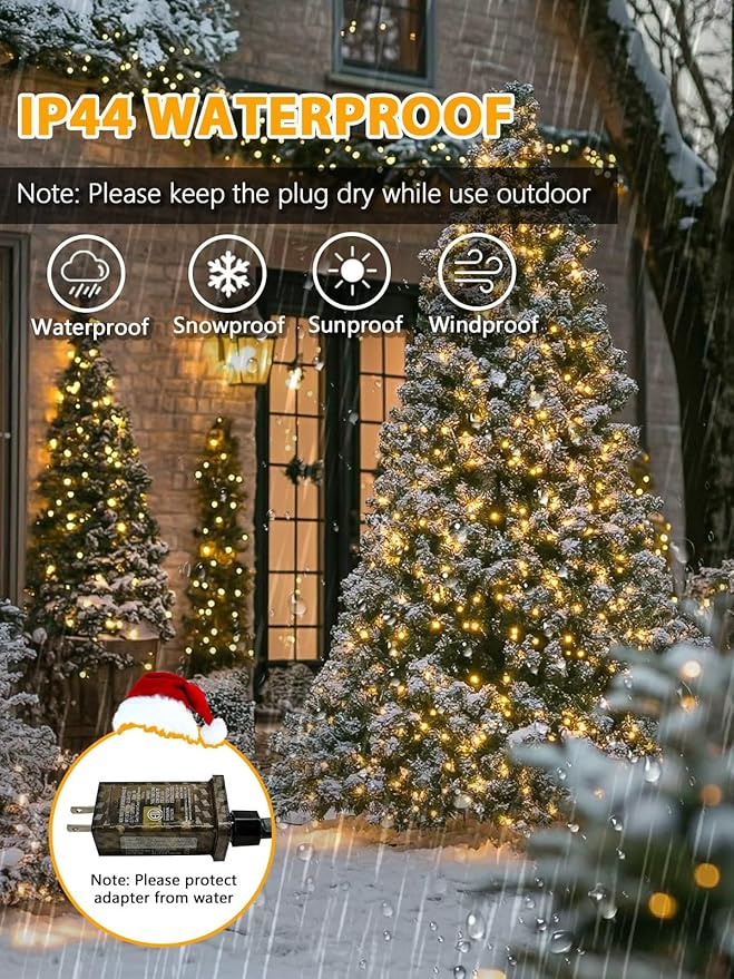 Voice Controlled Christmas Lights with Remote, 165 FT 500 LED String Lights Indoor Outdoor with 12 Modes 3 Timers, Dimmable Twinkle Light Plug in Waterproof for Xmas Tree Party Decor, Warm White