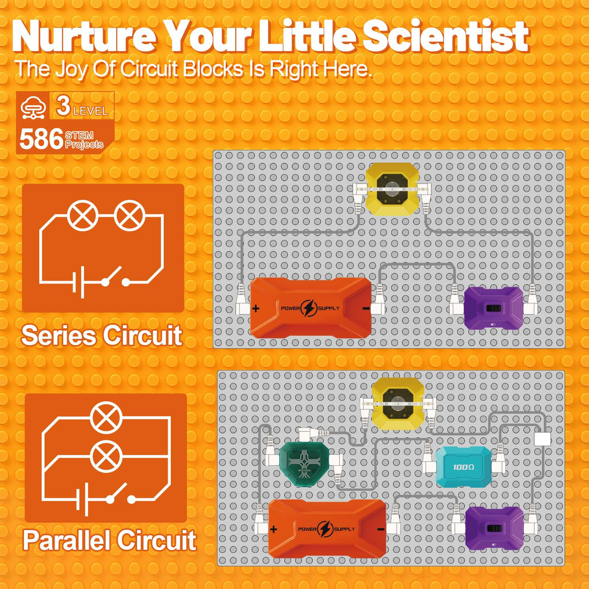 Science Kits for Kids - STEM Kits for Kids, Electronics Exploration Kit, Over 420 Projects, 50 Circuit Parts with Bubble Maker,Fan & Flying Helicopter, STEM Educational Toy Gifts for Boys& Girls
