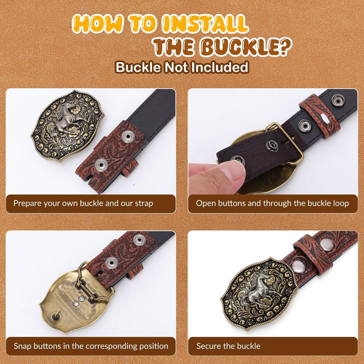 SANSTHS Kids Western Belt without Buckle Genuine Leather Boys Girls Belt Strap Cowgirl Cowboy Belts for Jeans Western Gifts, Embossed Leaf/Black