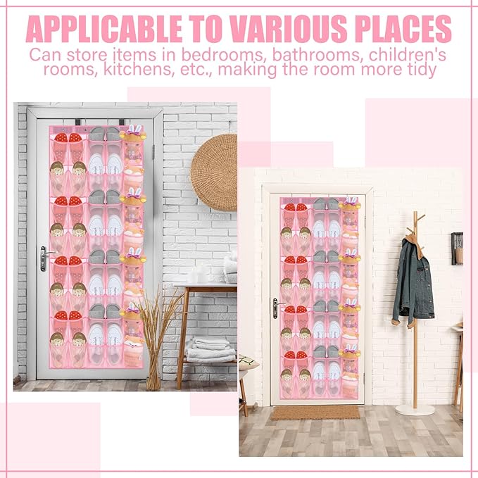 Windyun 40 Over the Door Shoe Organizer Large Breathable Mesh Pockets Pink
