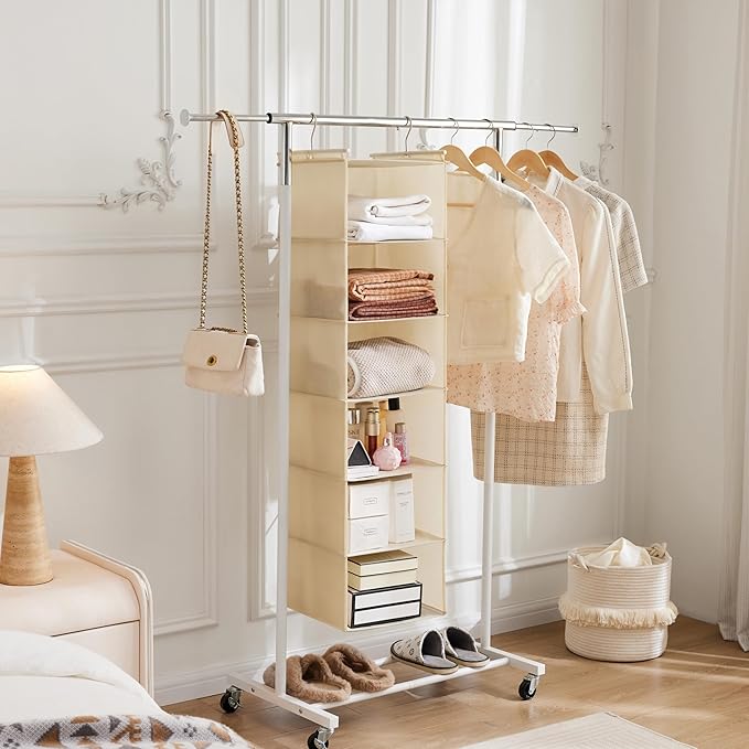 MAX Houser 6 Tier Shelf Hanging Closet Organizer, Cloth Hanging Shelf