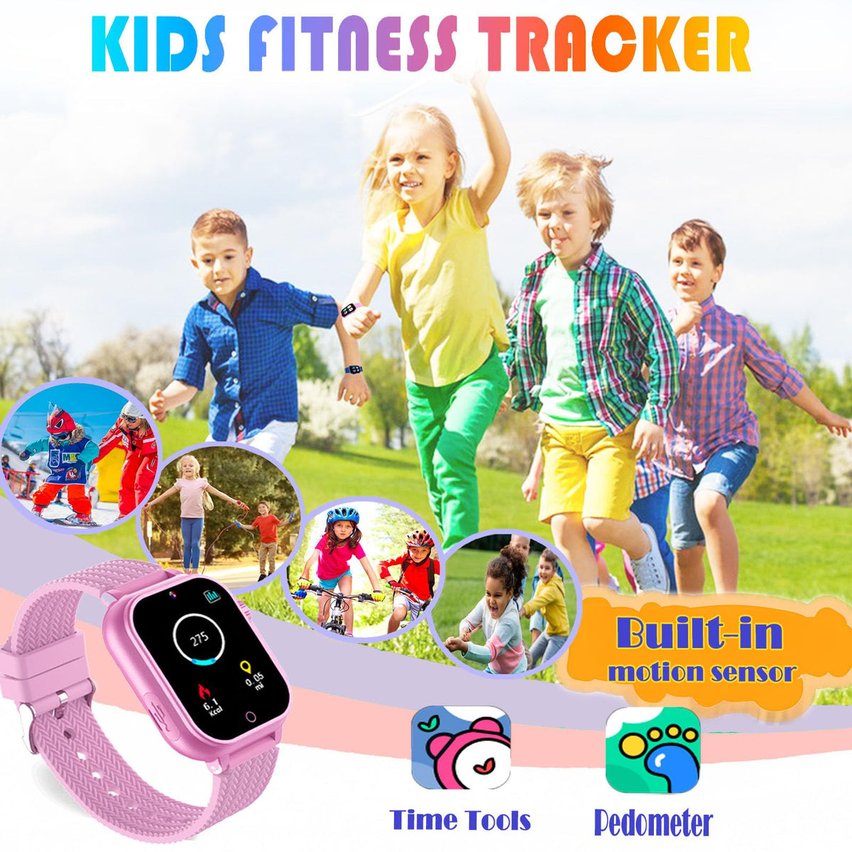 Goodatech Kids Smart Watch for Boys Girls, 1.54'' Smartwatch with 26 Puzzle Games, HD Camera, Video Music Player, Pedometer, Flashlight, Audio Book, Aluminum Case and Sport Band (Pink)