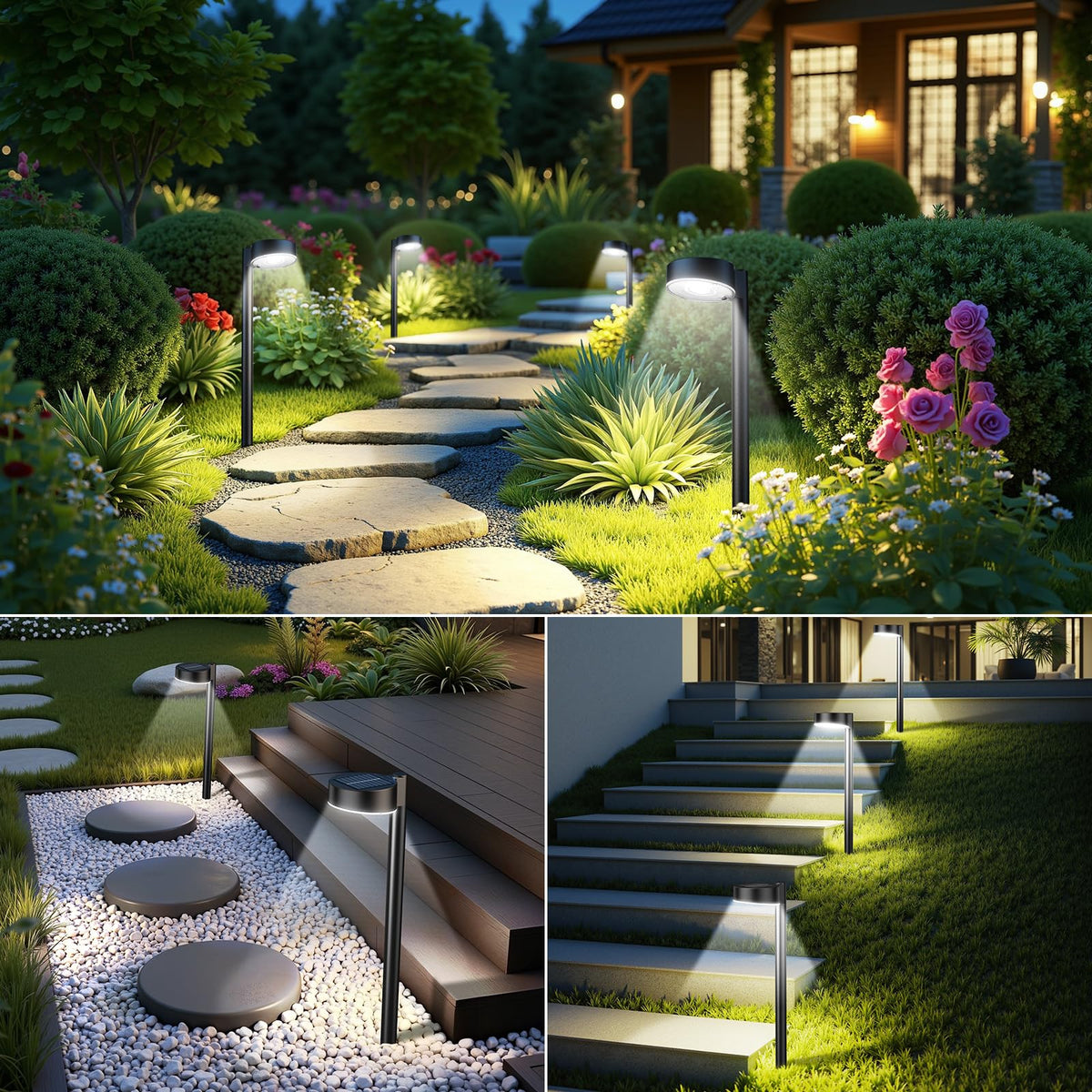Ahaorigin 8 Pack Solar Pathway Lights Outdoor, 12 Brighter LEDs Solar Lights Outdoor Waterproof, Up to 12 Hrs Modern Path Light for Yard Garden Walkway Driveway Lawn, Cool White