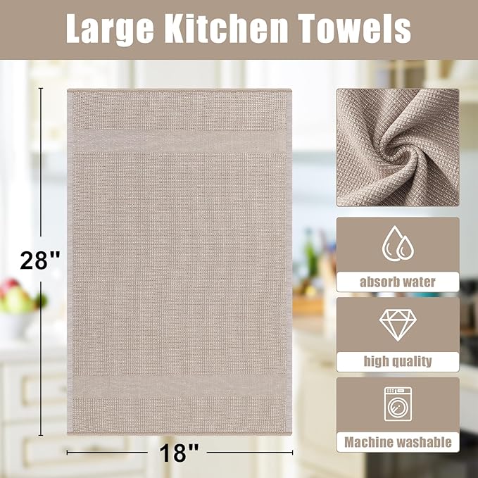 Homaxy Premium Kitchen Towels, Large Cotton Kitchen Hand Towels, Flat and Terry