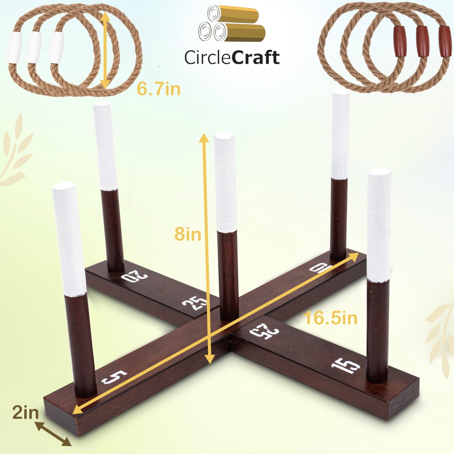 Outdoor Ring Toss Game for Adults - Perfect Lawn and Backyard Game for Adults and Family - Outdoor Yard Games for Fun Activities on Easter and Festivals - Wooden Ring Toss with Carrying Case