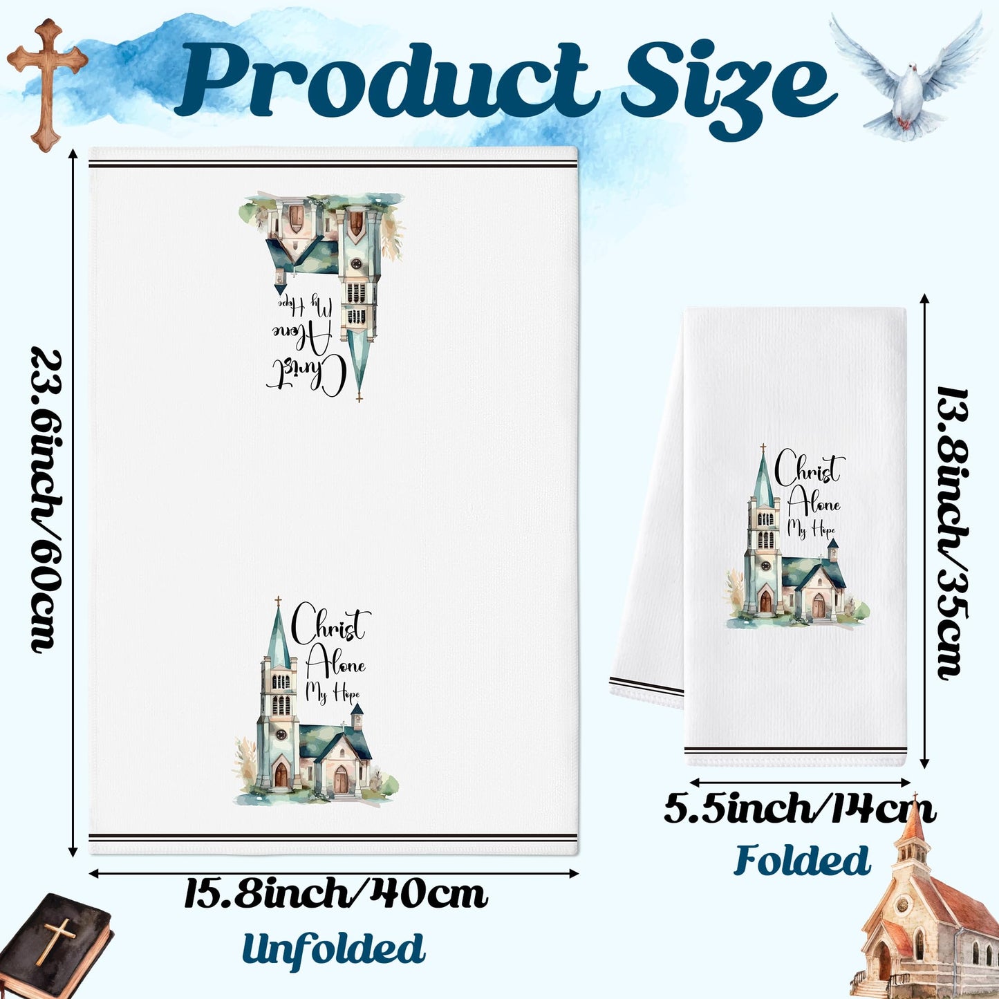 GROBRO7 Church Hymn Hand Towels - 6Pcs Christian Religious Kitchen Dishcloths Set Soft Polyester Towel Bathroom Home Dining Table Decorative Tea Party Favors Housewarming Gift for Hostess Men Women