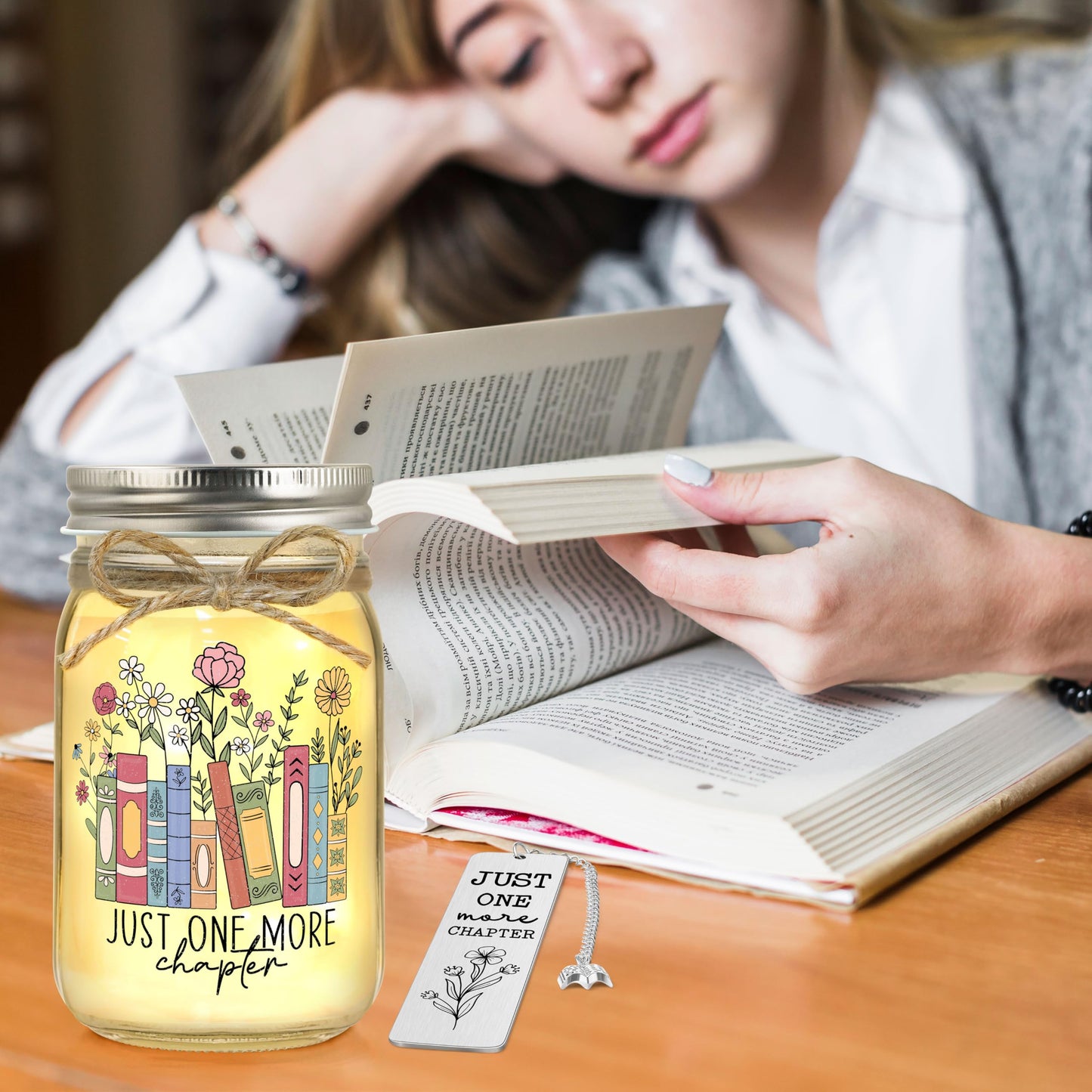 Book Lovers Gifts for Women Bookish Gifts for Readers Reading Lovers Bookclub Member Book Themed Accessories Reading Present for Librarian Mason Jar