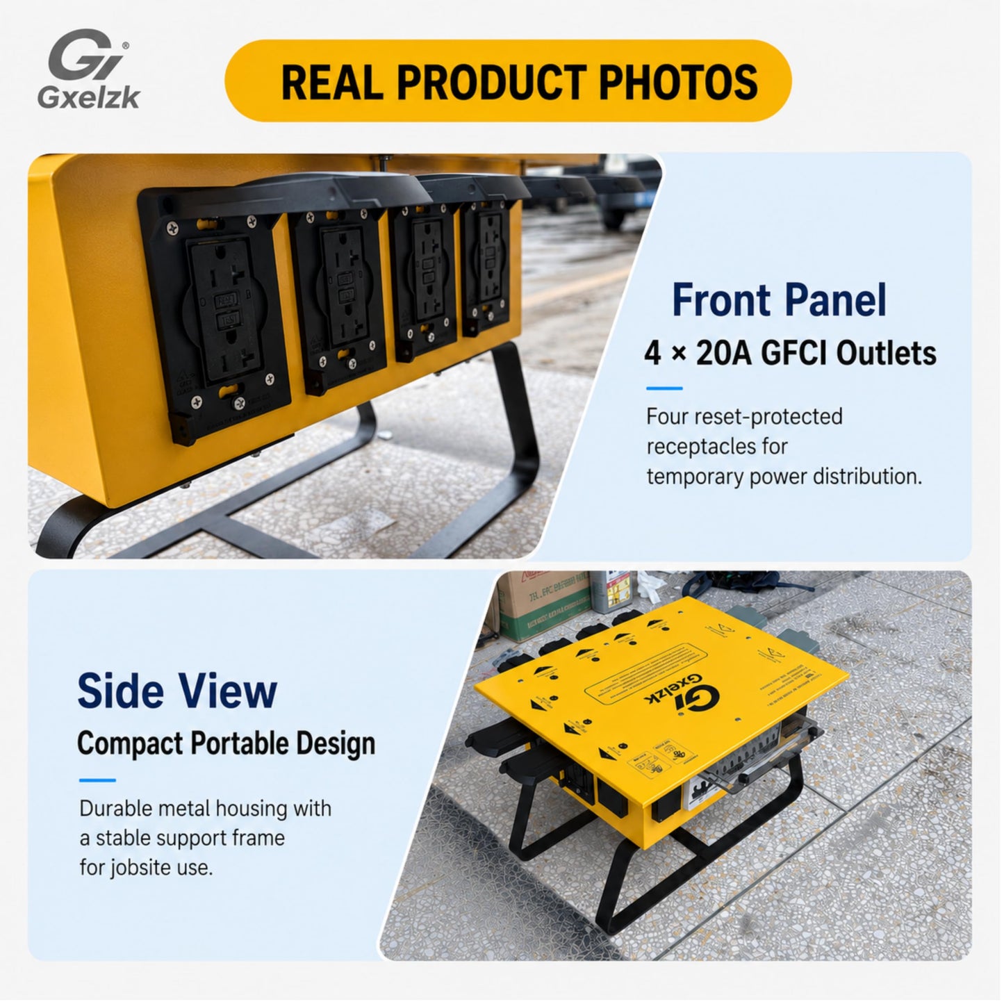 Power Distribution Box Temporary Distribution Box, It has Both 50A and 30A inlets, six 120V CFGI duplexes,Safe and Reliable Power on Any Construction site (50A)