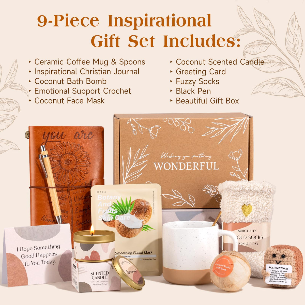 Christian Gifts for Women, Happy Birthday Gifts for Women, Inspirational Gift Box, Mothers Day Get Well Employee Appreciation Thank You Gifts for Mom Friend Teacher, 9pcs Unique Set