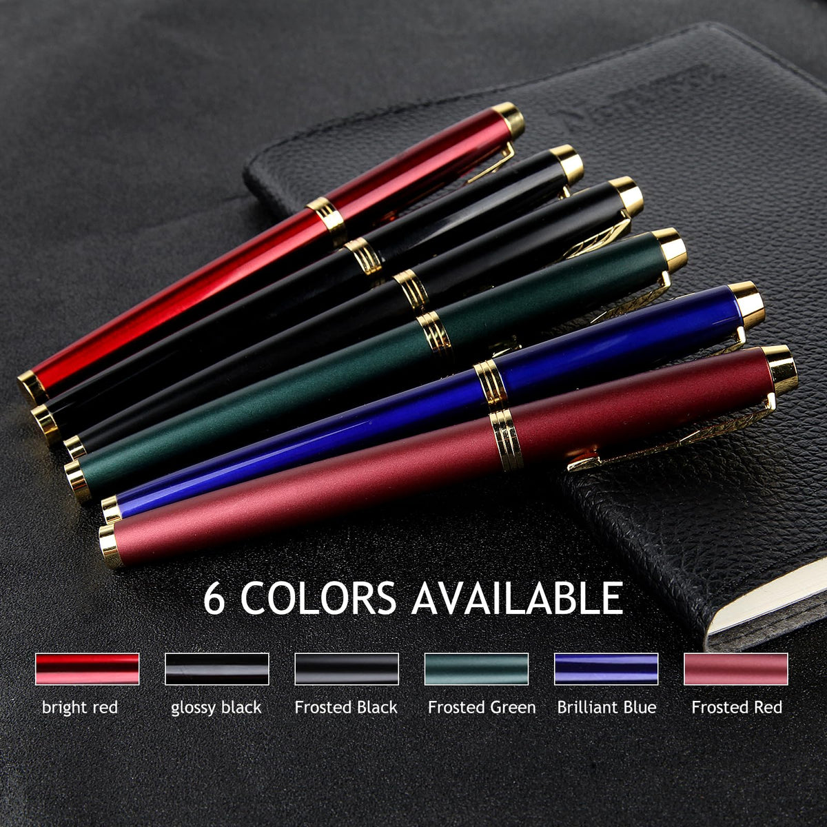 Zalantan Fountain Pen,luxury pens Fine point smooth writing pens for journaling fancy pen with Gift Case 8 black ink cartridges an EF Nib an ink converte nice metal pen writer gifts(Black)