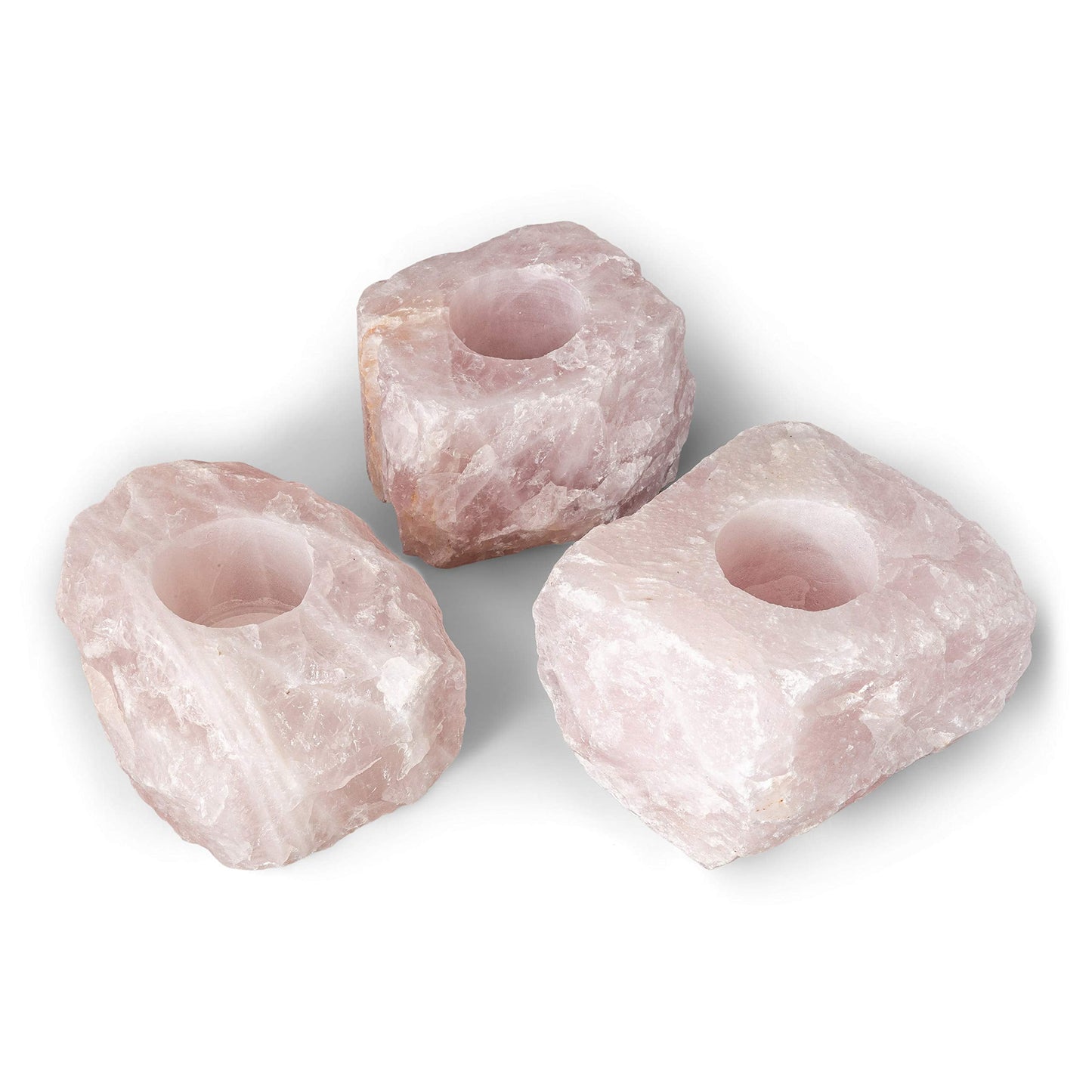 Rock Paradise Rose Quartz Rough Candle Holder – Natural Pink Crystal Tealight Holder for Home Decor – Hand Cut in Brazil – Includes Certificate of Authenticity