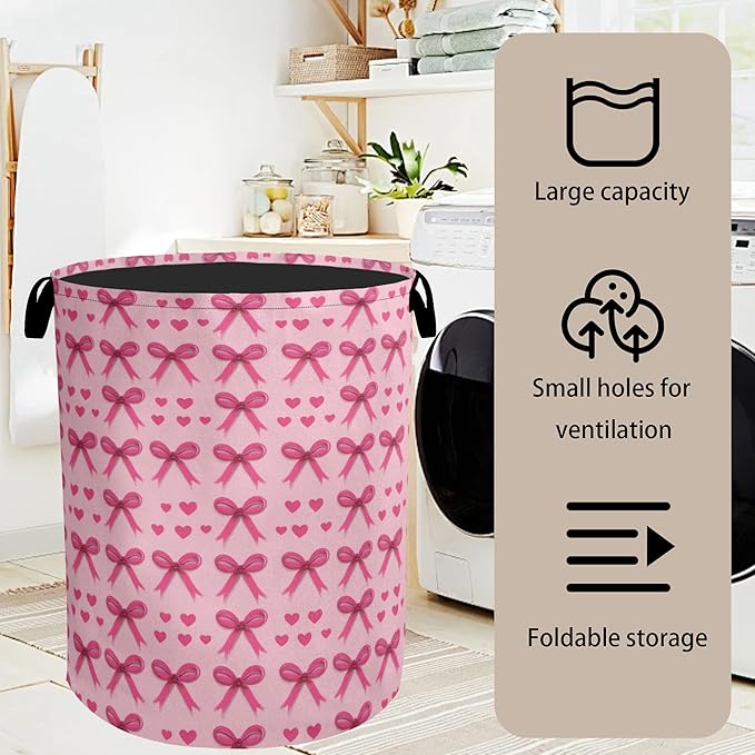 Pink Bow Laundry Hamper