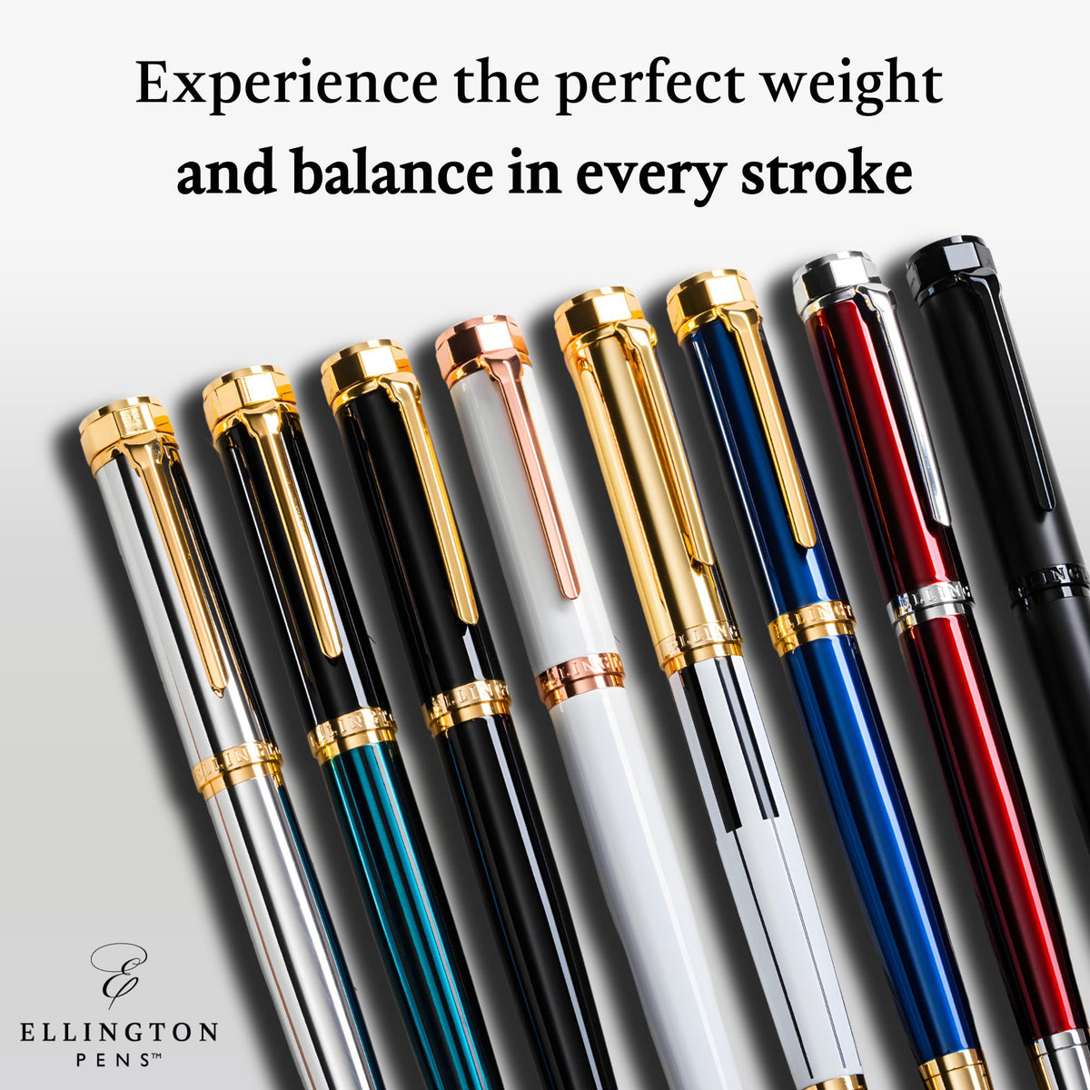 Ellington Pens Luxury Fountain Pen Set - Smooth Medium Nib- Includes 3 Ink Cartridges, Refillable Ink Converter, Gift Box- Fountain Pens For Writing, Calligraphy, Journaling, Sketching (Midnight Rose)