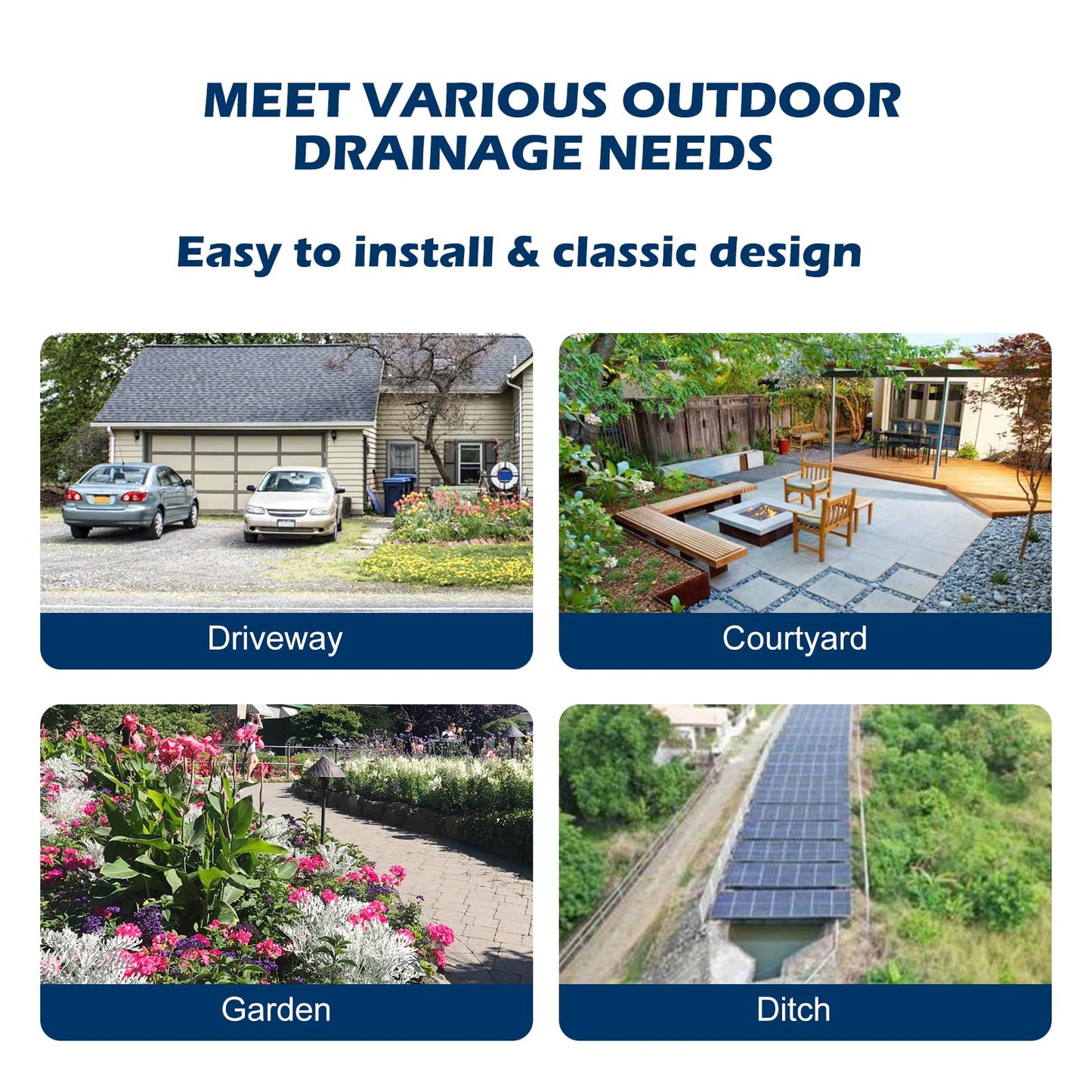 Cast Iron Drain Grate, 28 * 28in Outdoor Drain Cover, B125 Class Ductile Iron Channel Drainage Grates, Heavy Duty Sewer Grate,Black Square Drain Grate for Yard,Driveway,Concrete Floor.