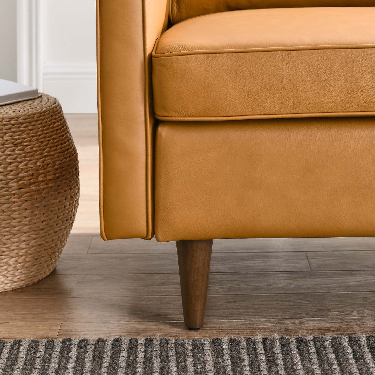 Modway Impart Upholstered Genuine Leather Armchair in Tan