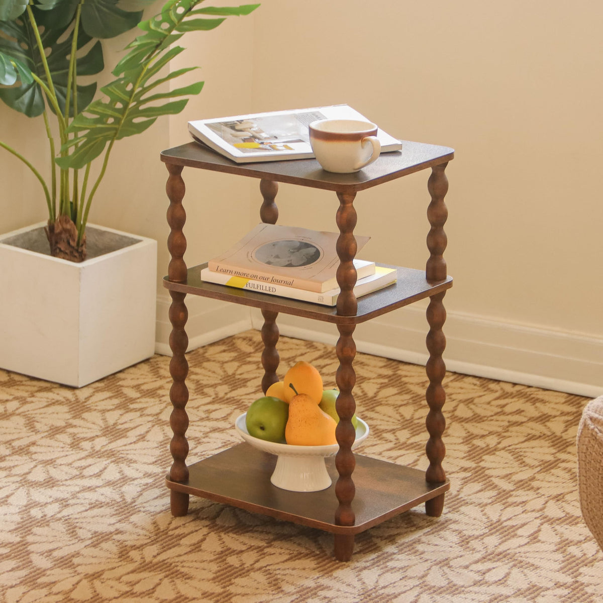 Fultyle Side Table, Small End Table with Storage Shelf, Modern Bedside Table Night Stand for Living Room, Bedroom, Office and Small Spaces (Rustic Brown)