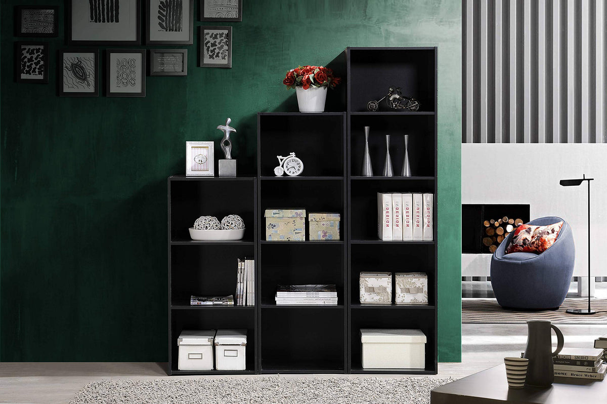 Hodedah 4-Shelf Bookcase in Black