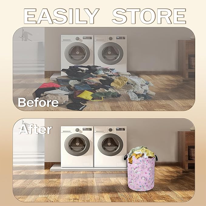 Laundry Hamper, Dreamy Rainbow Portable Collapsible Laundry Room Organization