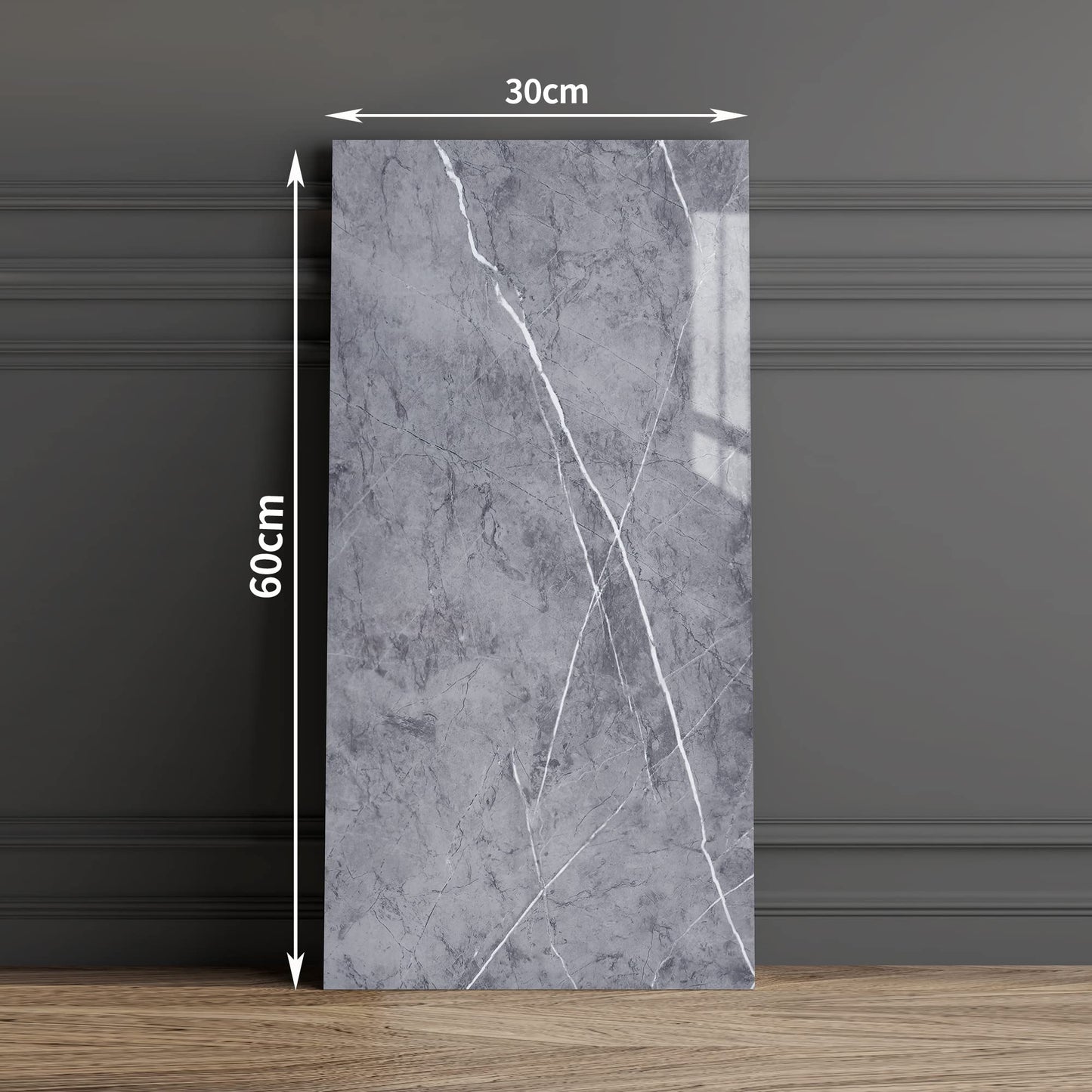 Haimin Wall Panels Peel and Stick 20 Pieces 23.6x11.8in (38.7 Sq. Ft. Coverage) Backsplash Marble Look Tile(not Real Marble, Ideal for Kitchen Bathrooms Living Rooms Bedrooms (Gray-YSH)