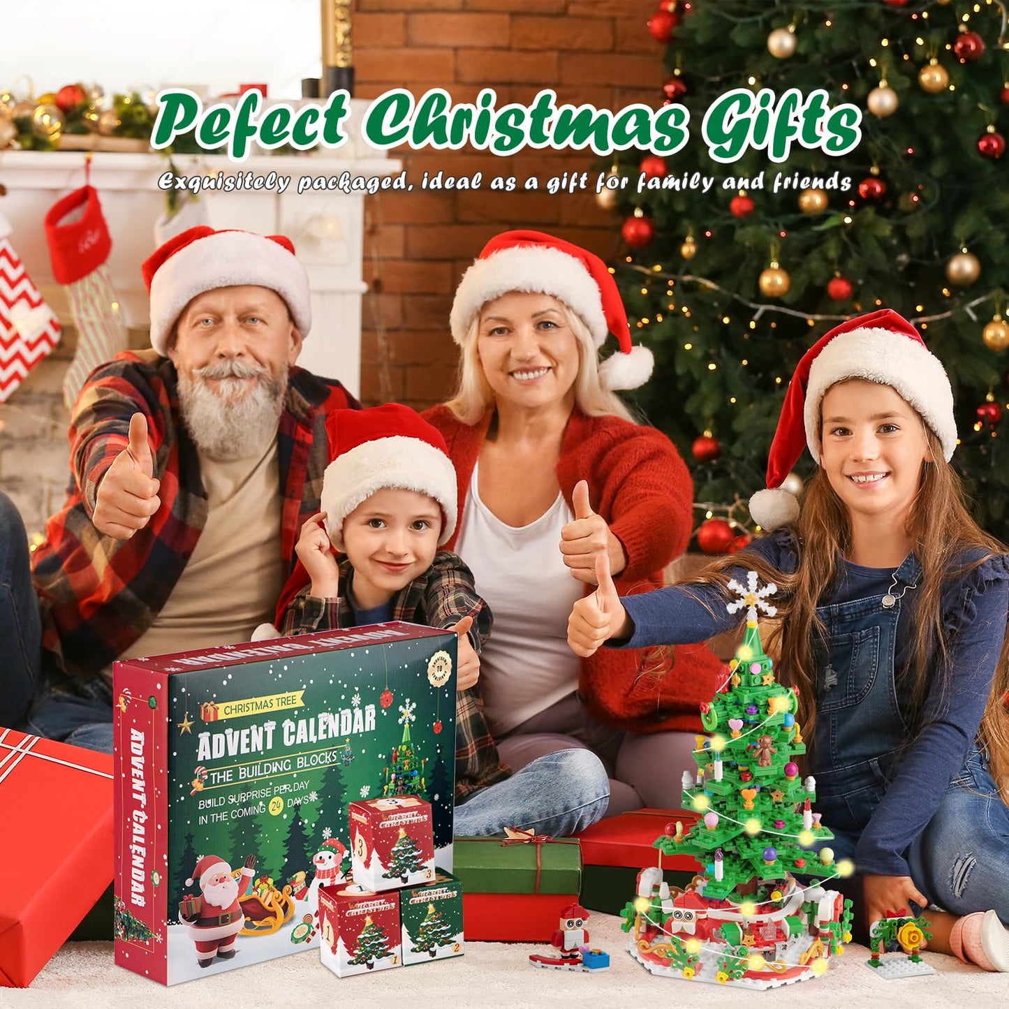 WizardsArcanum Advent Calendar 2025 Christmas Tree Building Set with LED light, 24 Days Christmas Countdown Calendar, Christmas Building Blocks with 2 Play Ways, Creative Xmas Gifts