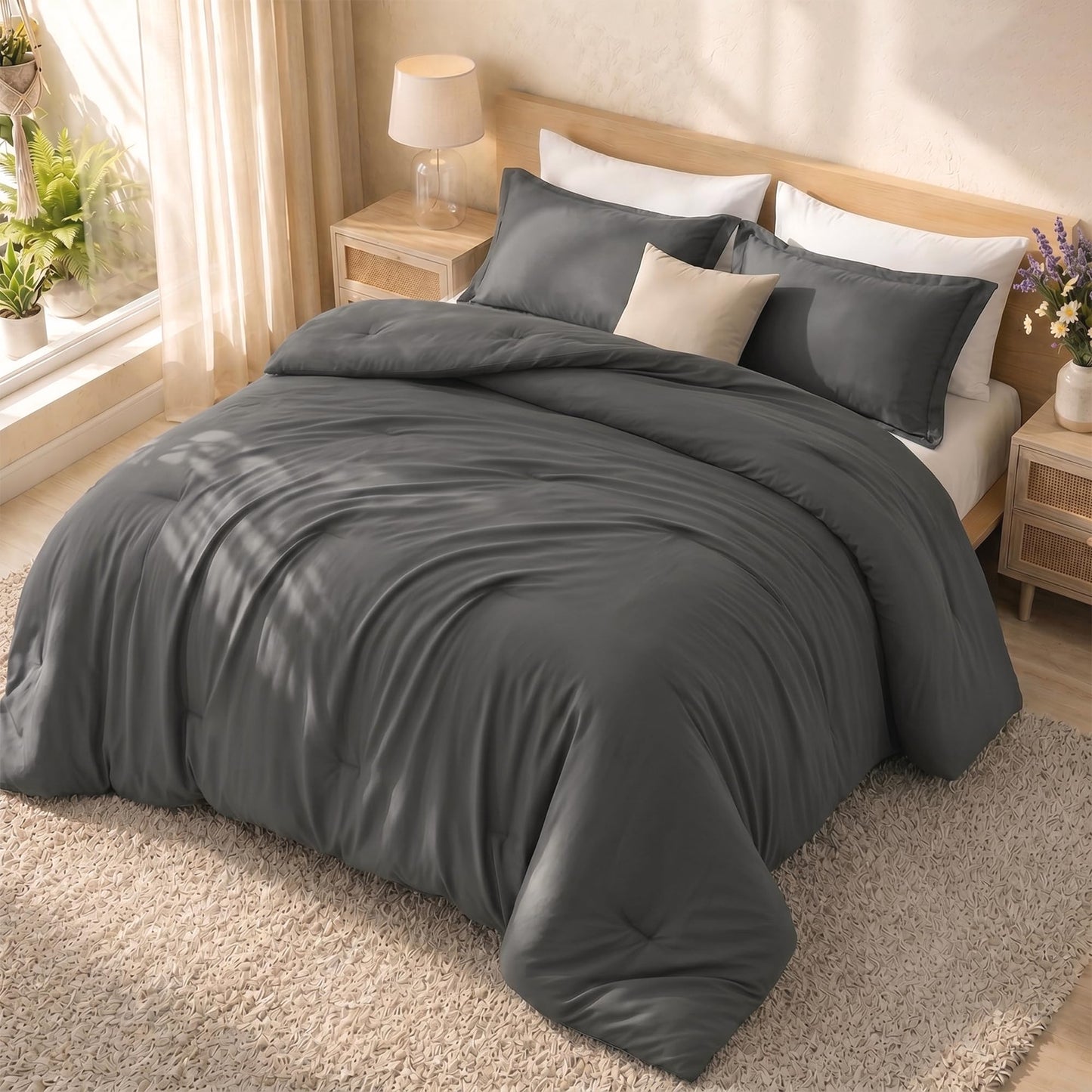 Queen Comforter Set 3 Piece Grey by Utopia Bedding, Comforters Queen Size, Bedding Comforters Sets, Down Alternative Soft Bed Set, 1 Comforter (88 x 88 inches) 2 Pillow Shams (20 x 26 inches)