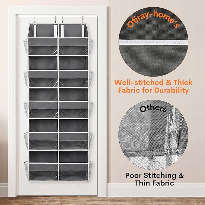 Over the Door Organizer 5 Tiers, Extra Large Behind Door Storage of 10