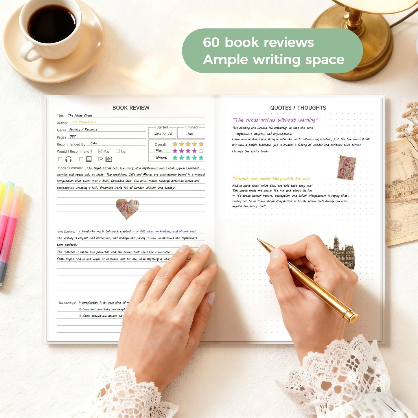 Verveorig Book Reading Journal with 60 Reviews, Reading Accessories & Bookish Gifts for Books Lovers & Readers Women, Hardcover Book Tracker Reading Log Journal, 5.7" x 8.3", Flowers