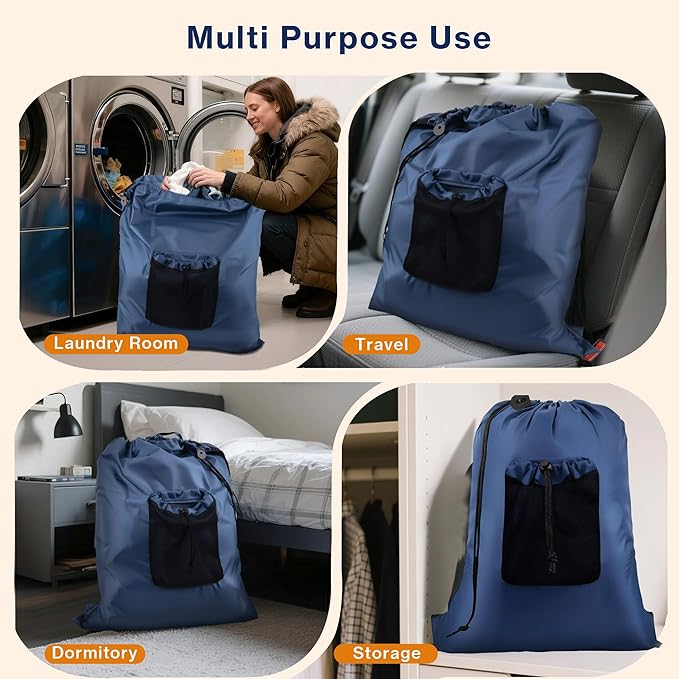 2-Pack Backpack Laundry Bags, Heavy Duty Laundry Bag Backpacks