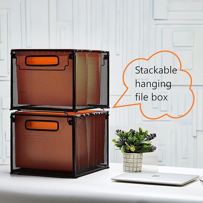 SETTFRFE Letter Size Metal Mesh Hanging File Folder Organizer Crate Basket
