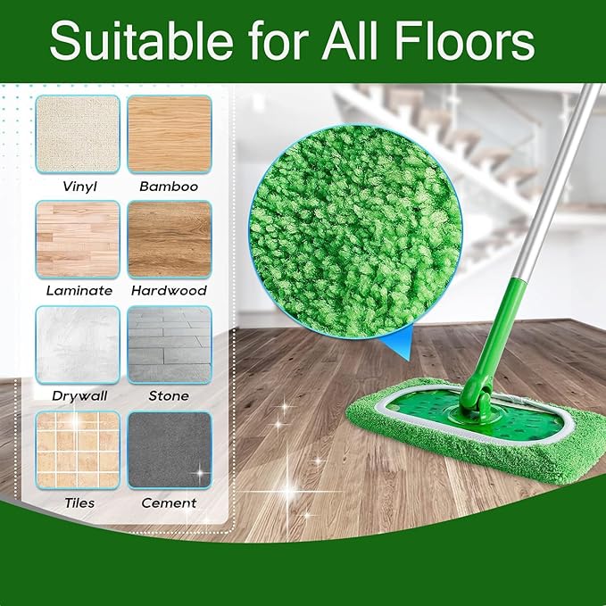 Reusable Microfiber Mop Pads Washable Wet & Dry Sweeping Cloths Mop Head