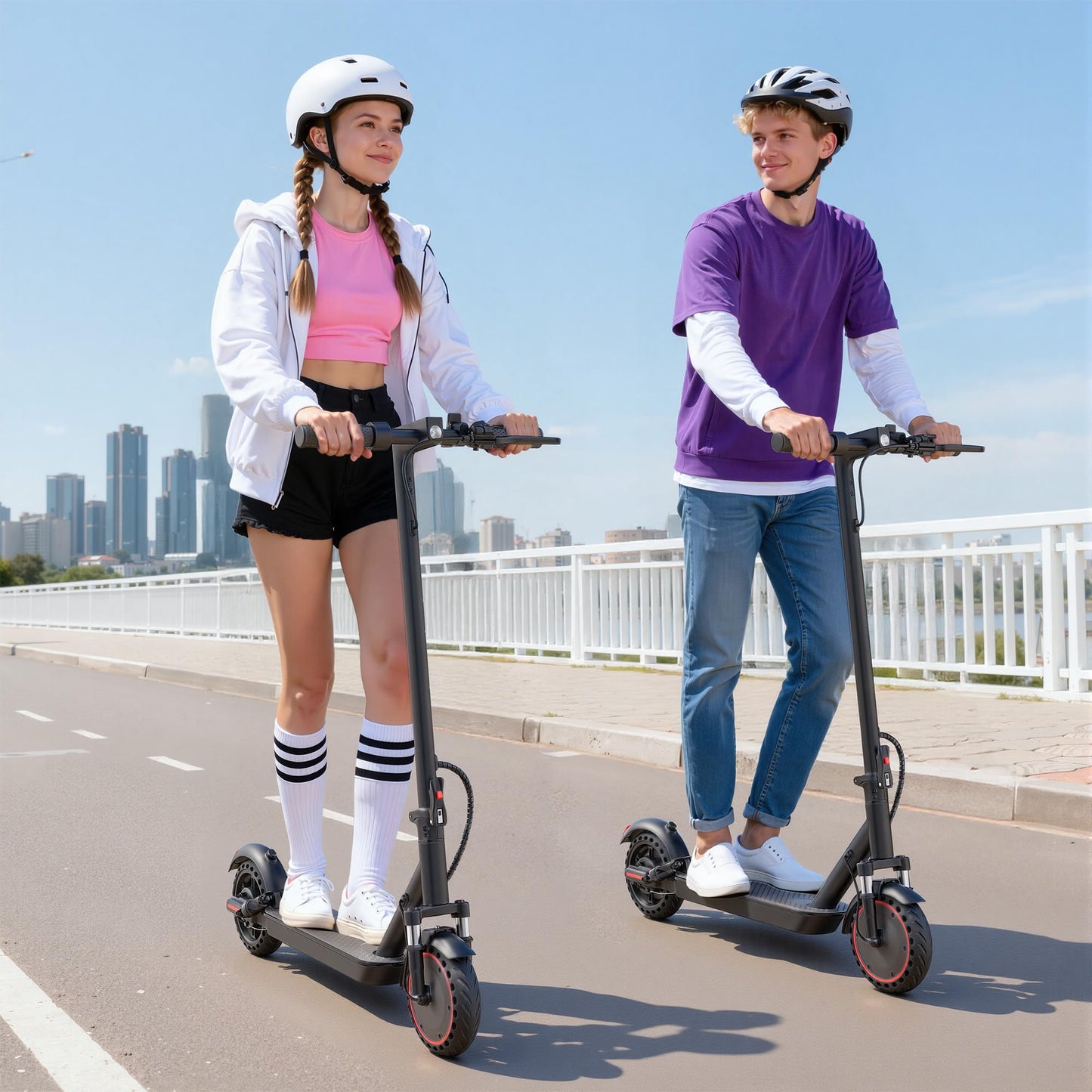 Aovowheel Electric Scooter for Adults, Folding E Scooter with 350W/500W Motor 16/24 Mph Top Speed, Max 19-23 Miles Long Range, 8.5''/10''/14''Tires Commuting Scooters with Dual Brakes System, APP