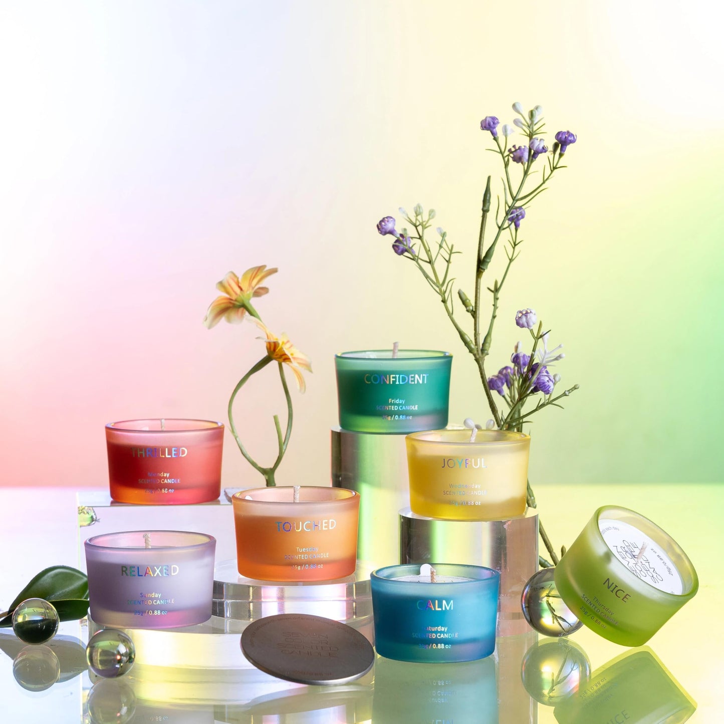 7-Day Rainbow Candle Set – The Perfect Mother's Day Candle Gift | Self-Care and Stress Relief Aromatherapy Candles - Family Relaxation Candle Set | Customers' Favorite Find!