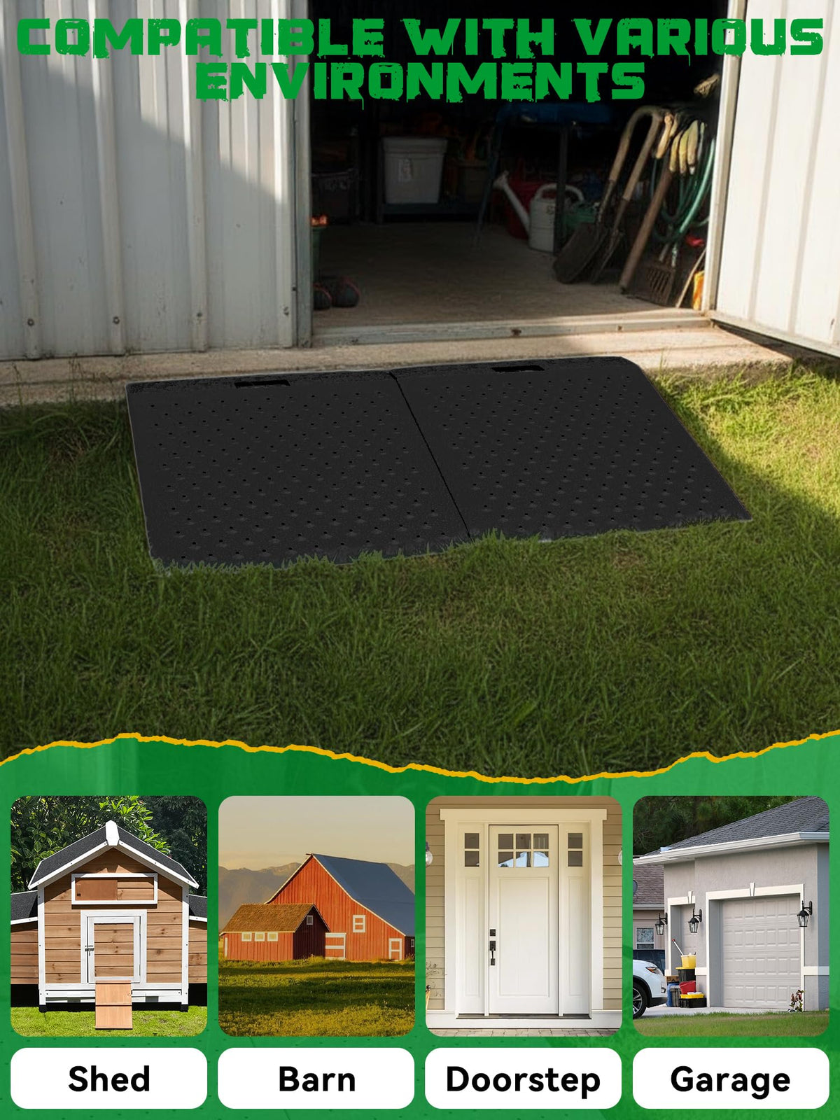 Shed Ramp for Riding Mower - 29" x 48" Heavy-Duty Shed Ramps Kit for Snow Blower, 1500LBs Anti-Slip Metal Loading Ramps for Shed for UTV, Motorcycles, Lawnmower, Garages & Barns, 2PC, Black