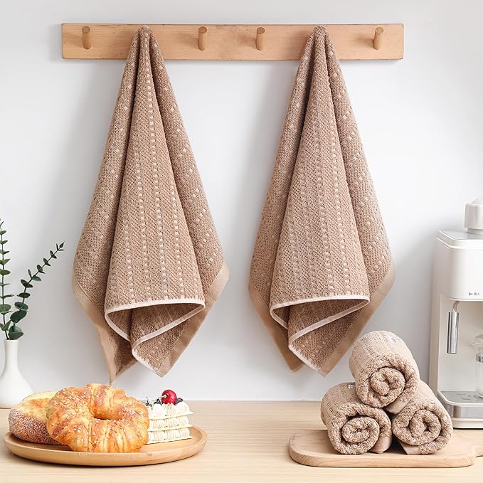 SALAS Kitchen Dish Towels, Bulk Cotton Kitchen Hand Towels, 390 GMS Plaid Dish
