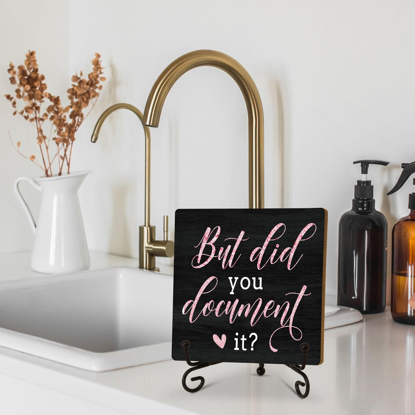 Funny Office Desk Decor, But Did You Document It Wooden Sign, Birthday Christmas Thank You Gifts for Women Men Leader Boss Mentor Coworkers, Cute Cool Desk Accessories for Home Office-B19