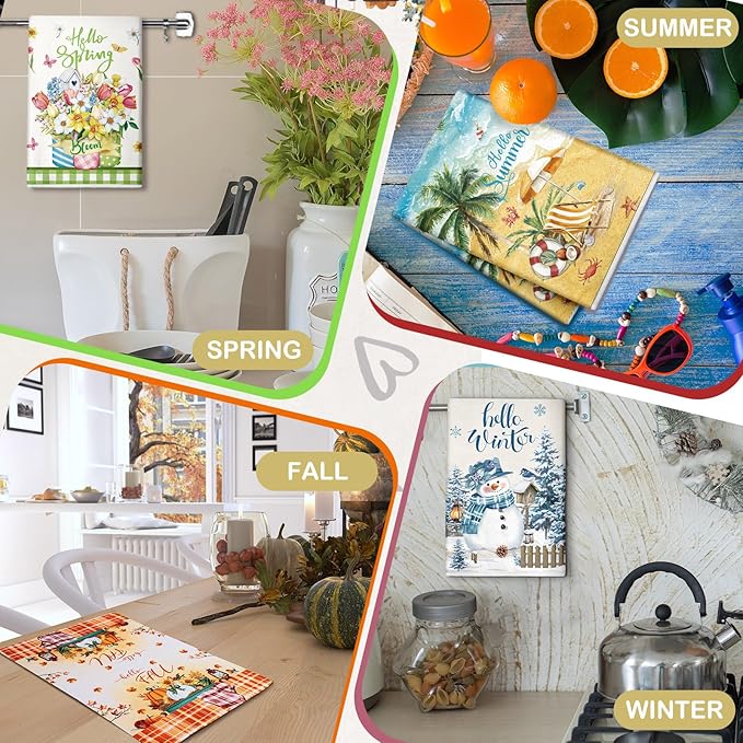 12 Pcs Seasonal Kitchen Towels Set