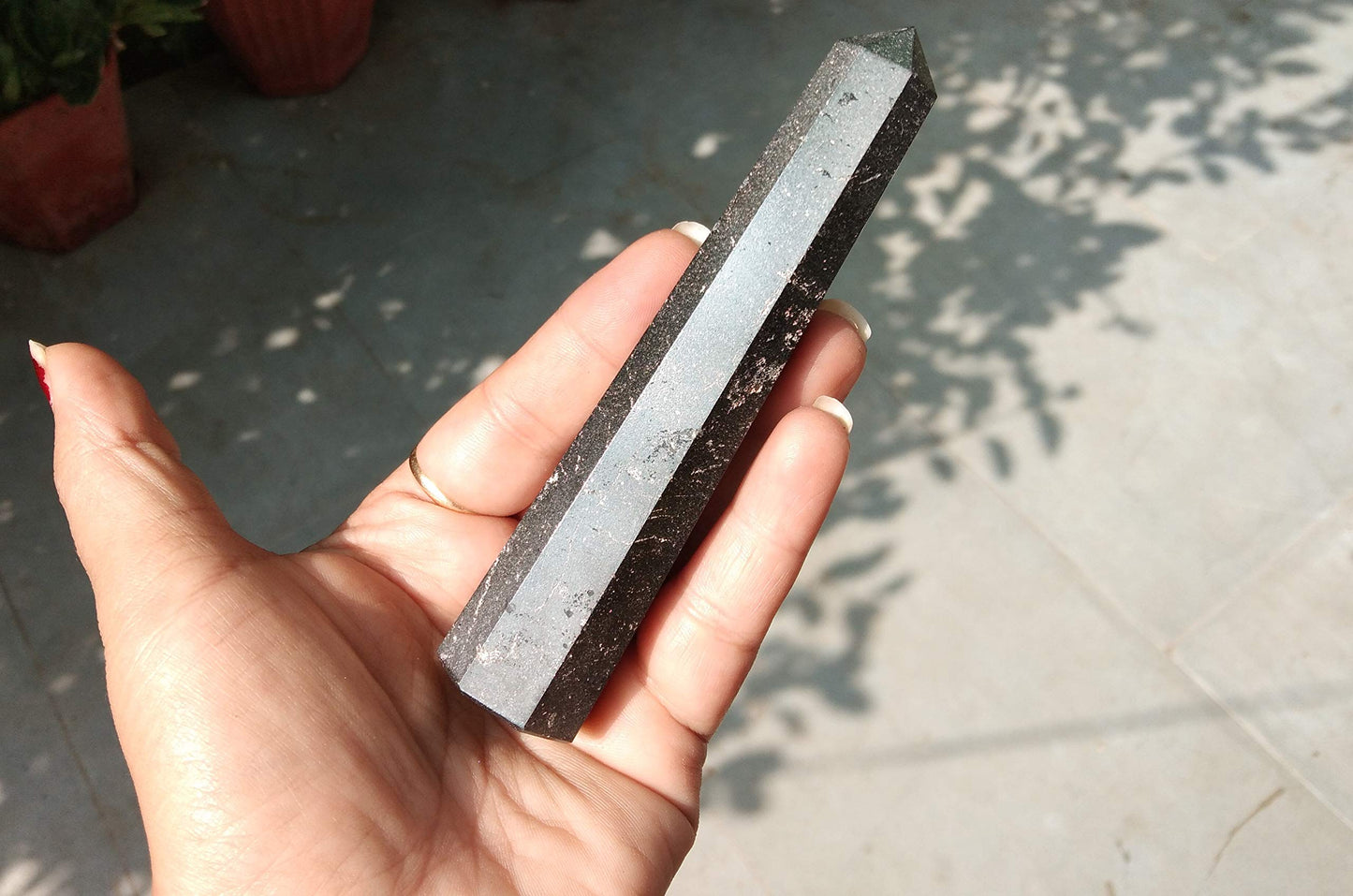 Jet Hematite Obelisk Tower (Approx. 3β3.5 Inch) β Natural Metallic Grey Crystal Polished Gemstone Decorative Piece for Home & Office