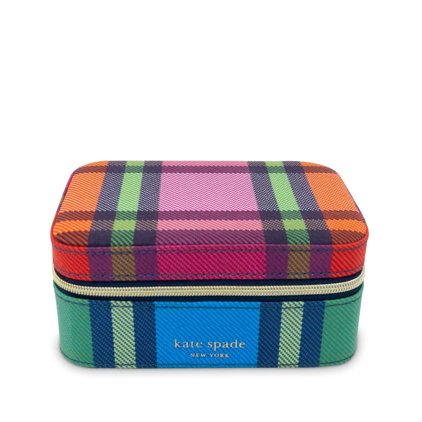 kate spade new york Black Travel Jewelry Case, Small Jewelry Box to Organize Rings, Necklaces, Earrings, Grand Plaid Duo