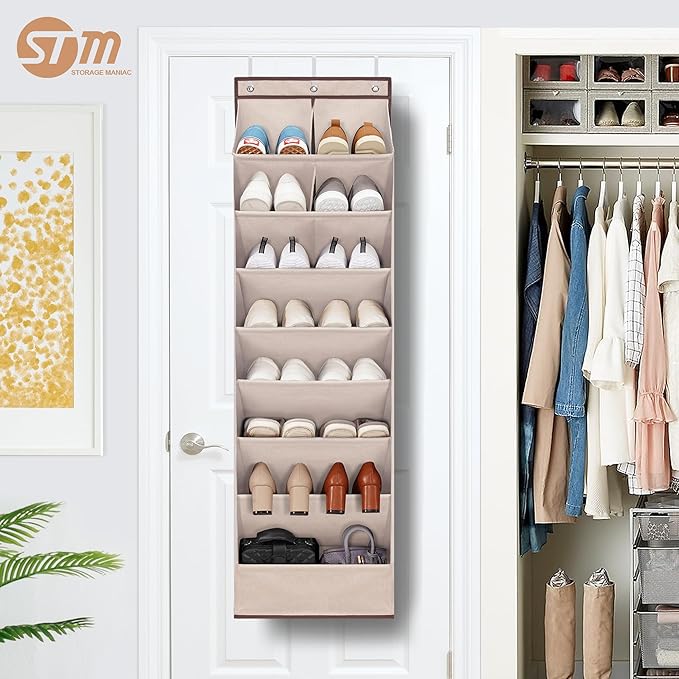 STORAGE MANIAC Over the Door Shoe Organizer Heavy-Duty Large Deep Pocket