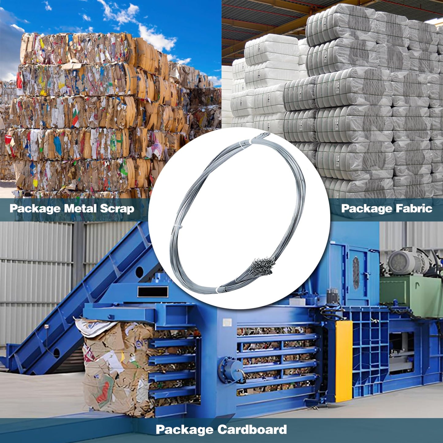 150PCS Baling Wire, 14 FT 14 Gauge Galvanized Steel Wire Bulk with Single Loop Easy to Bend&Use to Securing Compressed Items Or Bundling Cardboard Galvanized Baling Wire Work Seamlessly with Baler