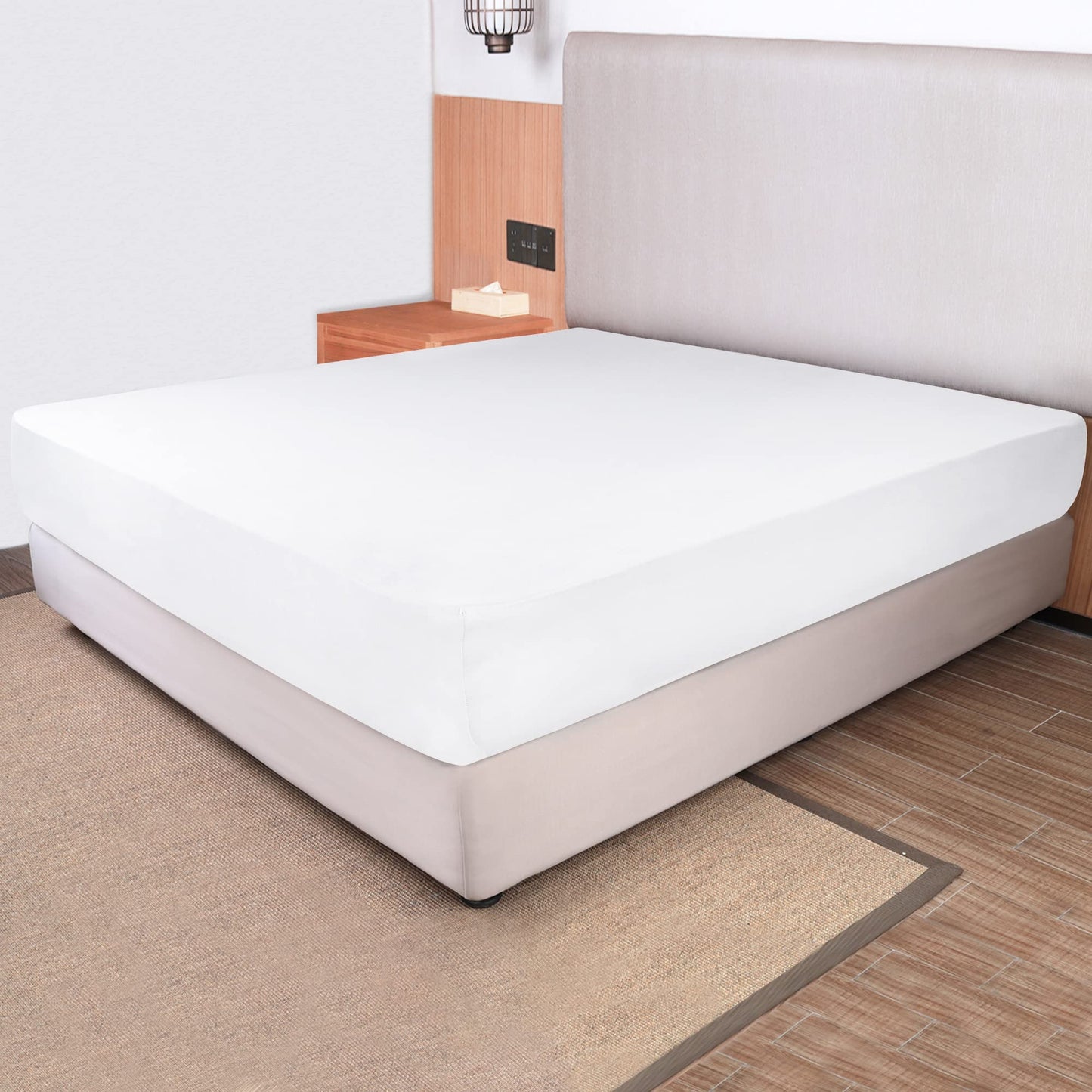 Soft Stretch King Size Fitted Sheet Only - Jersey Knit, 4-Way Stretchy Snug Fit, Wrinkle Free & Stay in Place, No More Slipping Off for Mattress, Soft & Comfortable - White, King