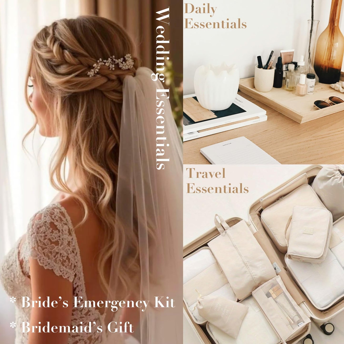 Wedding Gift Set Emergency Kit for Women 39 Essentials For Brides Daily Use All-In-One Travel Kit Women's Survival Kit For Team Bride (White)