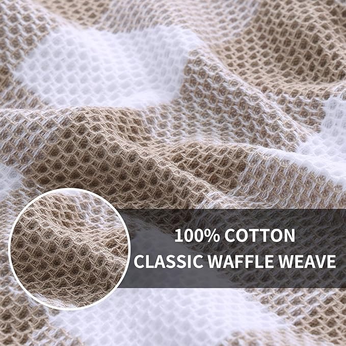 Homaxy 100% Cotton Waffle Weave Check Plaid Dish Cloths, 12 x 12 Inches