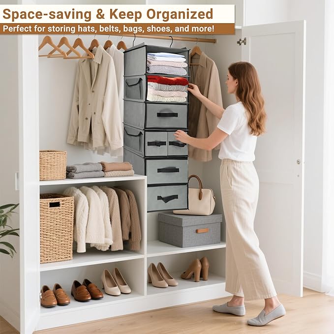 Durable 6-Tier hanging closet organizer