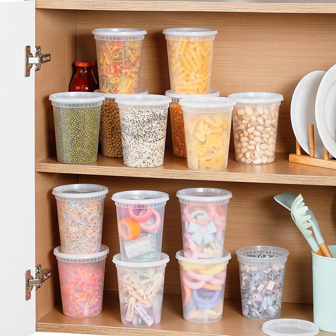 AOZITA 40 Sets 32 oz Plastic Deli Food Containers