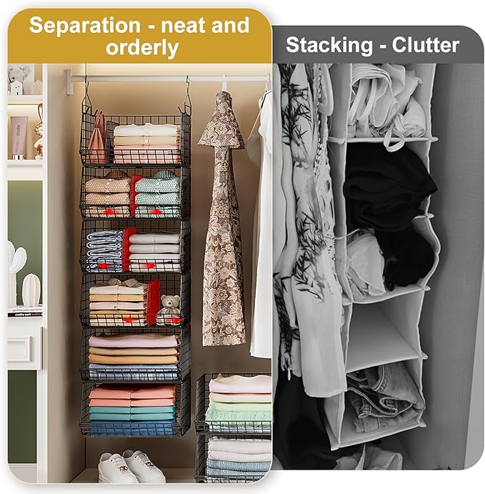 6 Tier Extra Large Hanging Storage Organizer, Hanging Closet Shelves