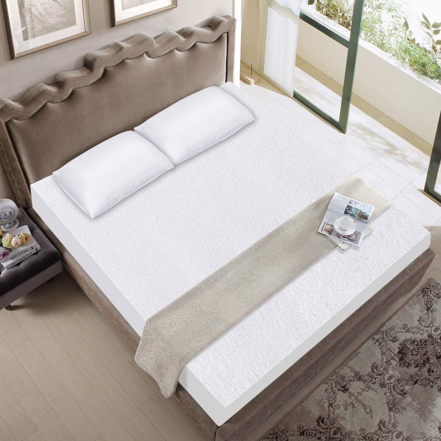 Twin XL Mattress Protector Cover Cooling,Extra Long Twin Waterproof Viscose Terry Mattress Protector for College Dorm Room Essentials,Soft and Noiseless,Deep Pocket Fits Up to 14 Inch Mattress
